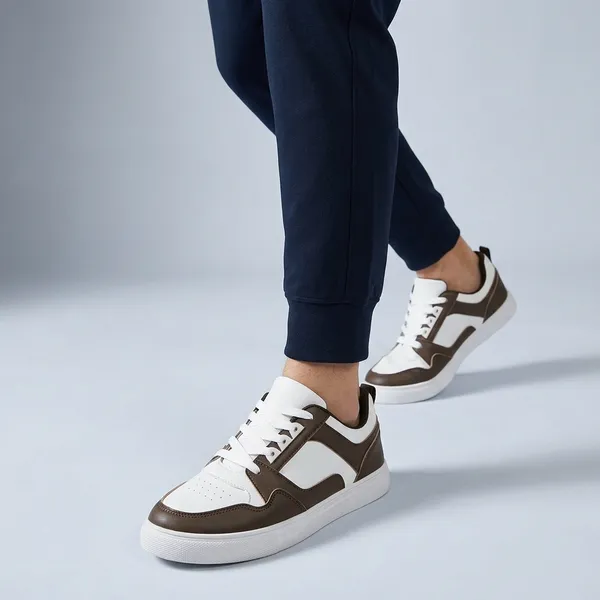 White_And_Brown_Premium_Synthetic_Leather_Sports_Shoes_For_Men