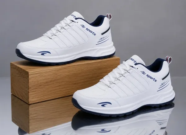 White_Premium_Synthetic_Leather_Sports_Shoes_For_Men