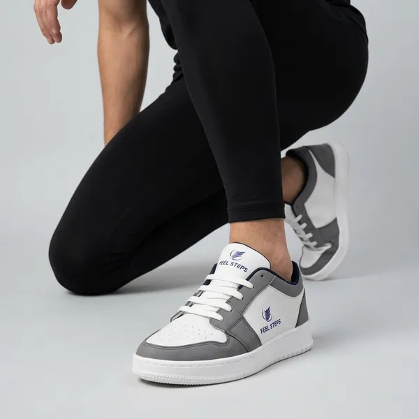 White_And_Grey_Premium_Synthetic_Leather_Sports_Shoes_For_Men