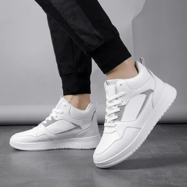 White_And_Grey_Premium_Synthetic_Leather_Sports_Shoes_For_Men