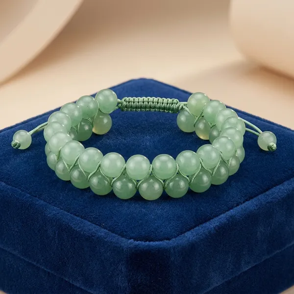 Green_Aventurine_Natural_Crystal_Double_Beaded_Bracelet_For_Unisex