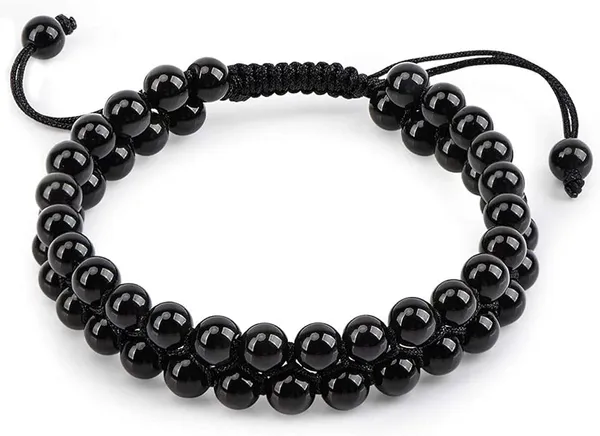 Black_Tourmaline_Natural_Crystal_Double_Beaded_Bracelet_For_Unisex
