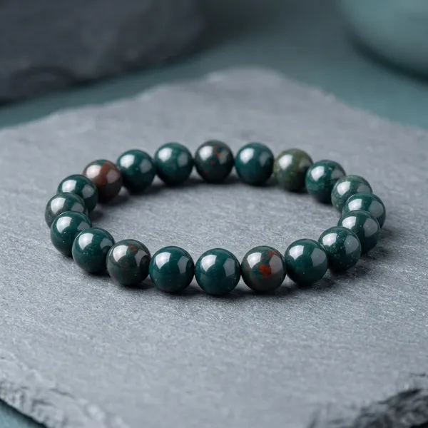 Dark_Green_Bloodstone_Natural_Crystal_Bracelet_For_Unisex