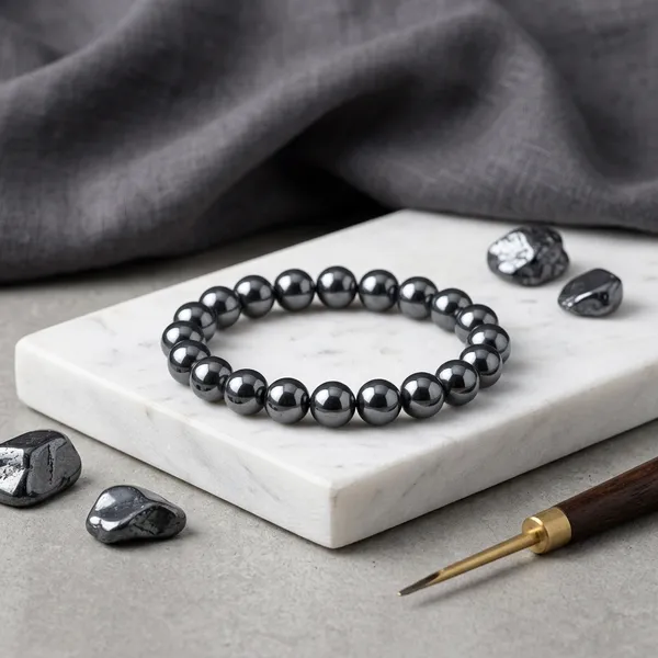 Metallic_Grey_Natural_Crystal_Hematite_Bracelet_For_Unisex