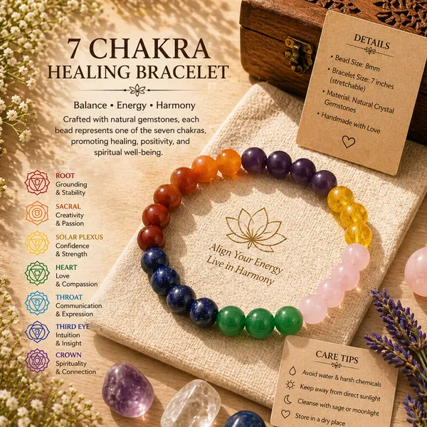 Multicolor_Natural_Crystal_7_Chakra_Bracelet_For_Unisex