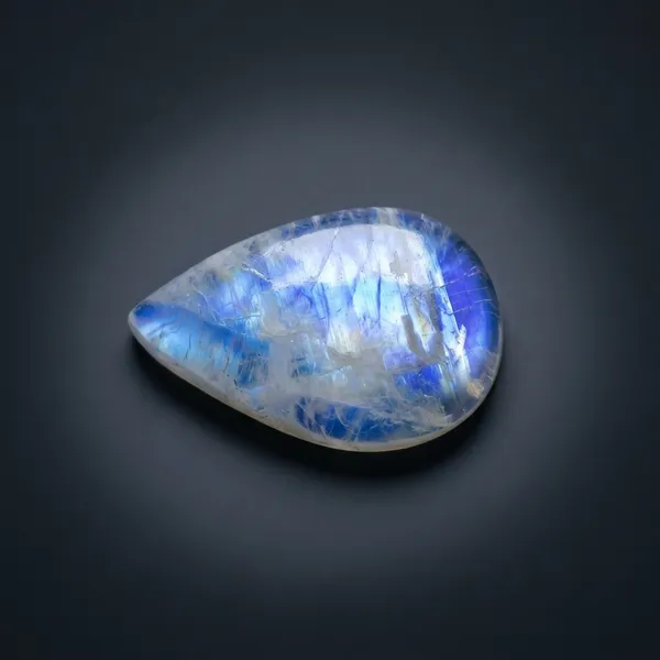 White_And_Blue_Flash_Natural_Gemstone_Rainbow_Moonstone_Pear_Cabochon_Pendant_Stone