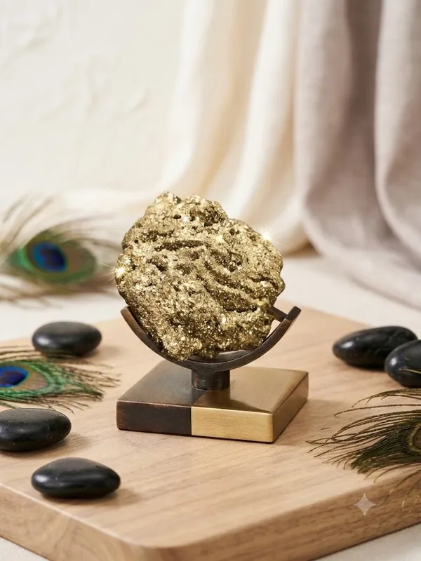 Golden_Pyrite_Crystal_on_Metal_Stand_�_Natural_Wealth_&_Prosperity_Stone_116_Gram