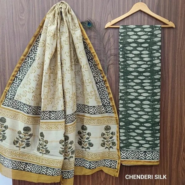 Beige_Chanderi_Silk_Unstitched_Suit_Set_For_Women_(Bagru_Print)