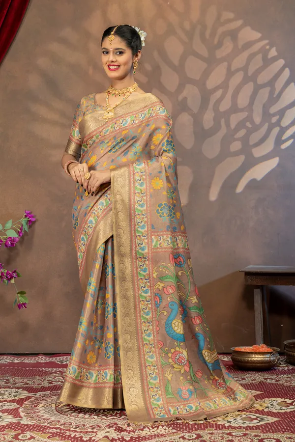 Premium_Kalamkari_Cotton_Silk_Saree_-_Beige
