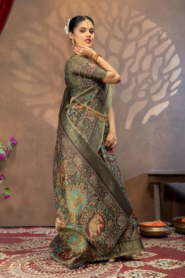 Premium_Kalamkari_Cotton_Silk_Saree_-_Black