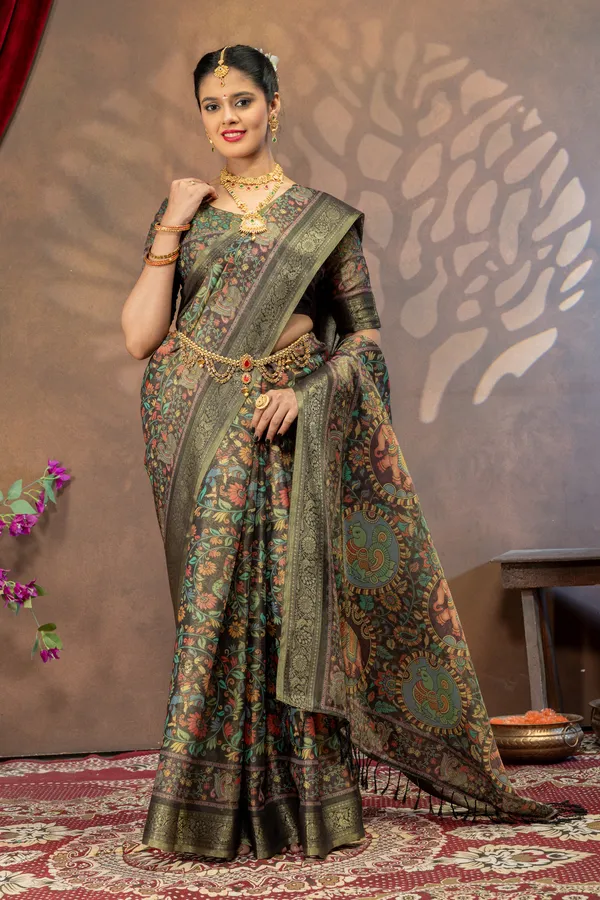 Premium_Kalamkari_Cotton_Silk_Saree_-_Black