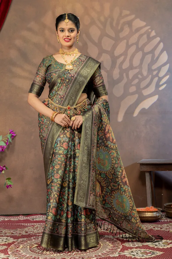 Premium_Kalamkari_Cotton_Silk_Saree_-_Black