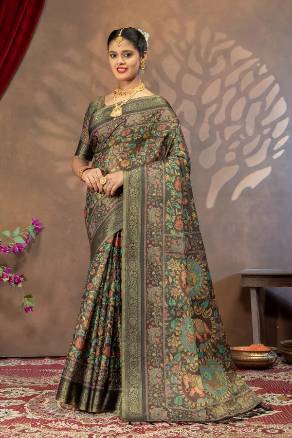 Premium_Kalamkari_Cotton_Silk_Saree_-_Black