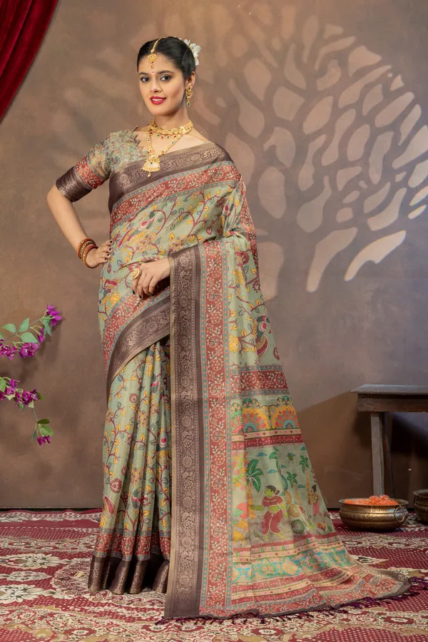 Premium_Kalamkari_Cotton_Silk_Saree_-_Grey