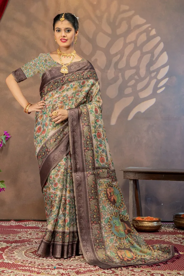 Premium_Kalamkari_Cotton_Silk_Saree_-_Grey