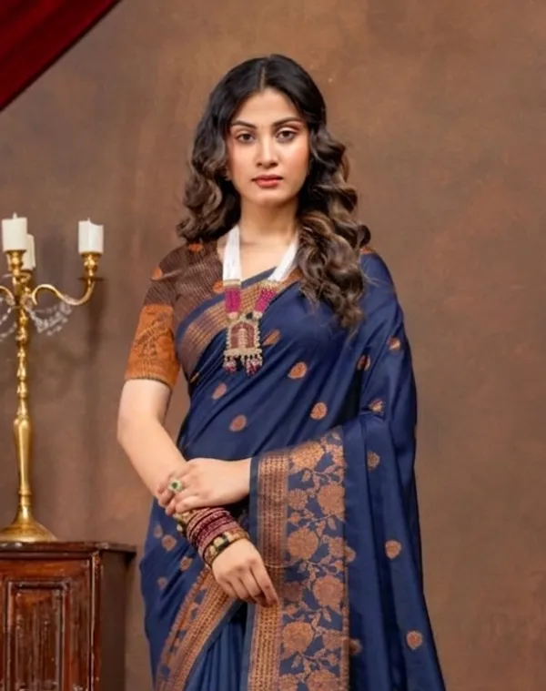 Premium_Litchi_Silk_Kota_Saree_-_Navy_Blue