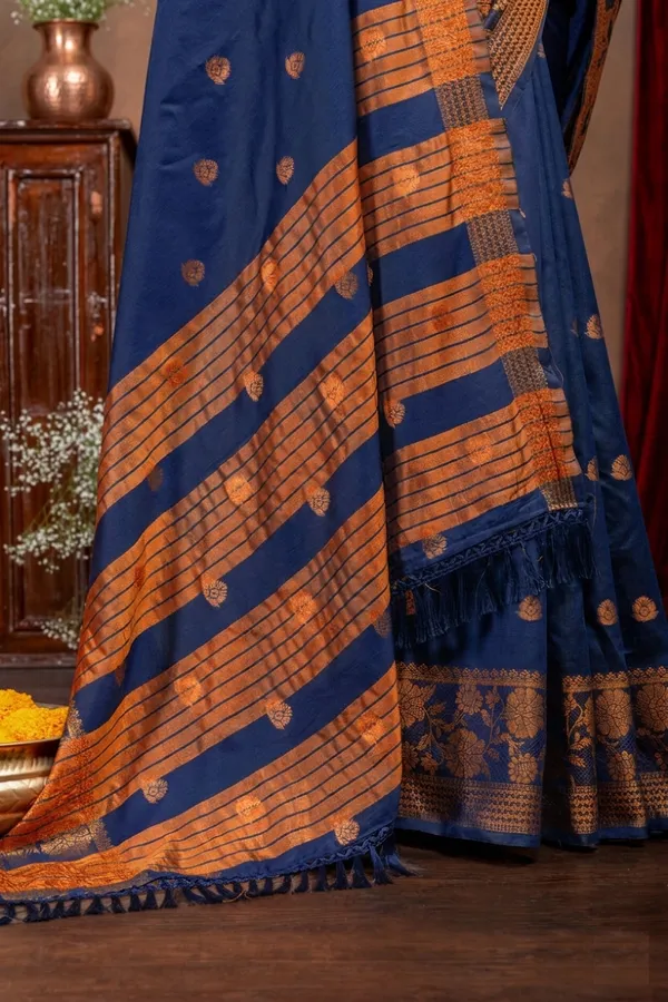 Premium_Litchi_Silk_Kota_Saree_-_Navy_Blue