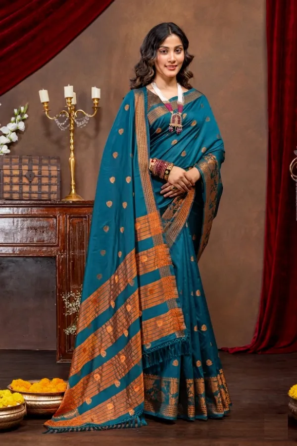 Premium_Litchi_Silk_Kota_Saree_-_Peacock