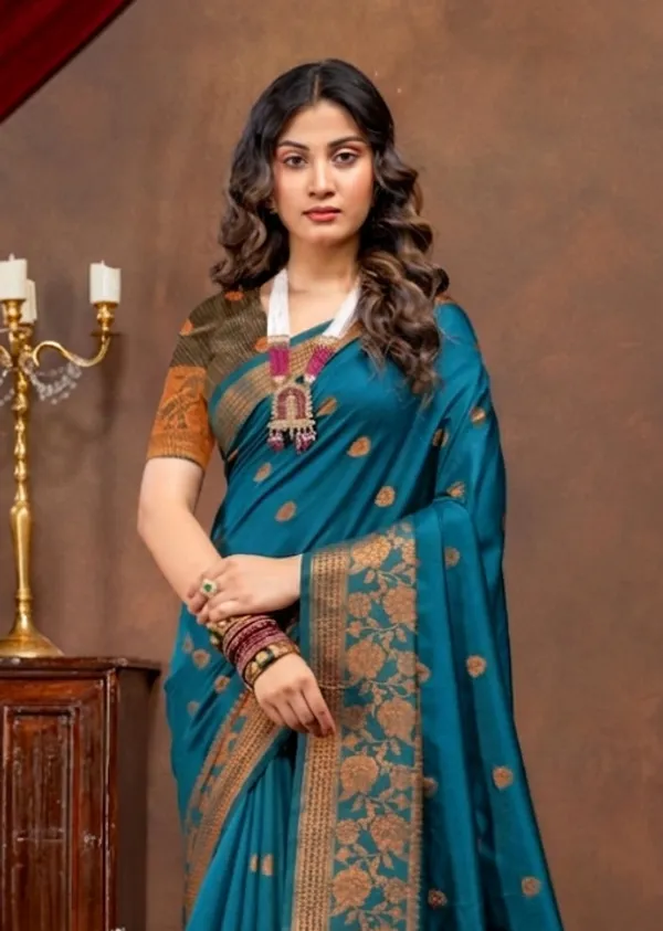 Premium_Litchi_Silk_Kota_Saree_-_Peacock