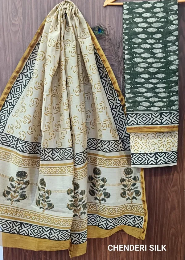Beige_Chanderi_Silk_Unstitched_Suit_Set_For_Women_(Bagru_Print)