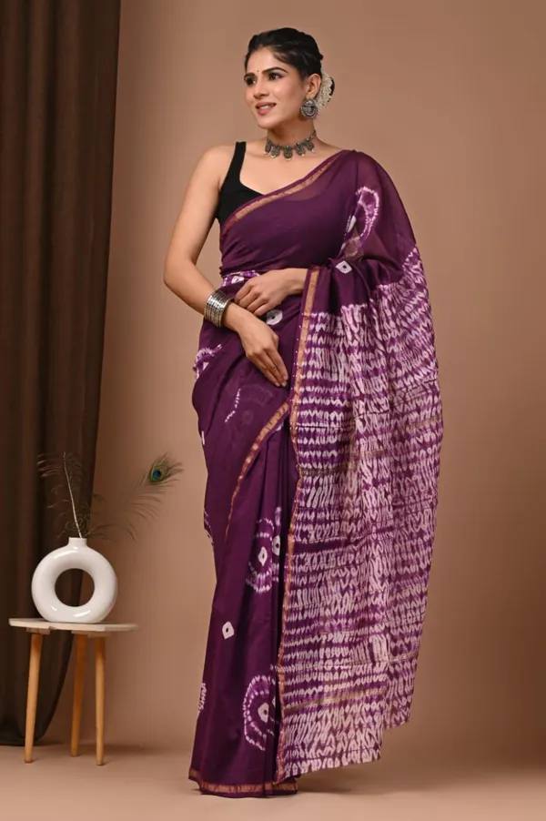 Purple_Tie-Dye_Shibori_Chanderi_Silk_Saree_With_Matching_Blouse_For_Women