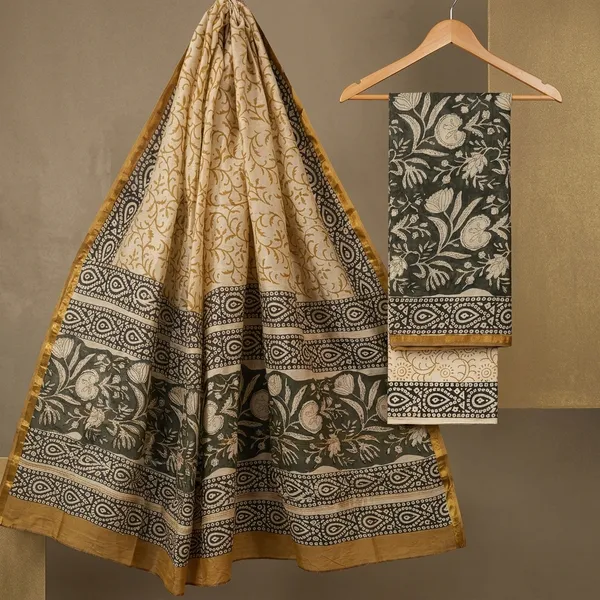 Green_Chanderi_Silk_Unstitched_Suit_Set_For_Women_(Bagru_Print)