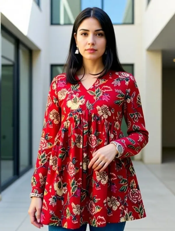 Hbkart_Casual_Printed_Women_Red_Top