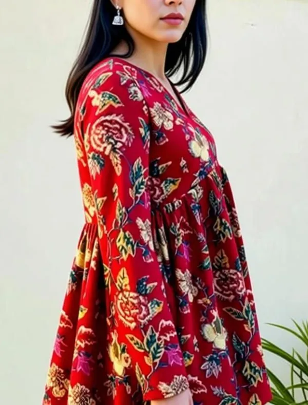 Hbkart_Casual_Printed_Women_Red_Top