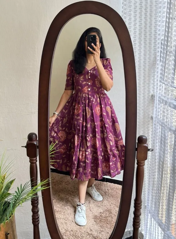 Hbkart_Women_Fit_And_Flare_Purple_Midi/Calf_Length_Dress