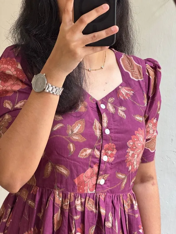 Hbkart_Women_Fit_And_Flare_Purple_Midi/Calf_Length_Dress