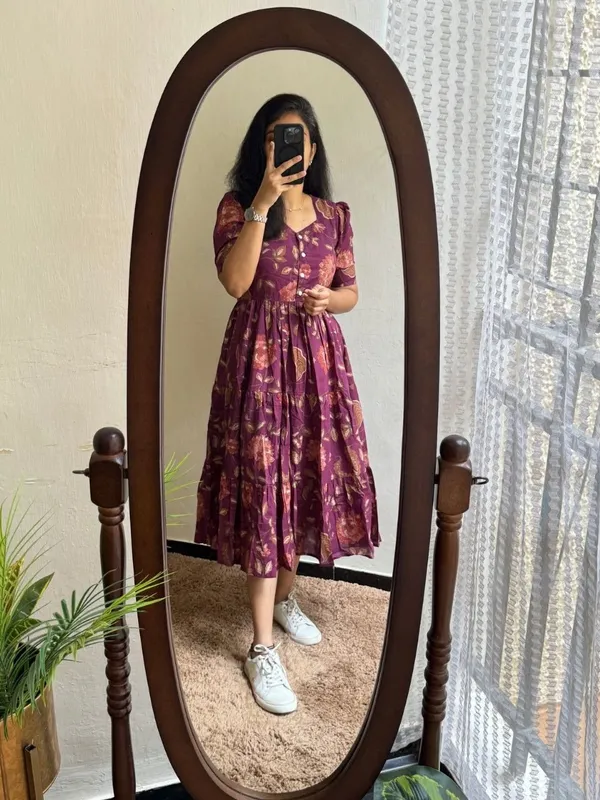 Hbkart_Women_Fit_And_Flare_Purple_Midi/Calf_Length_Dress