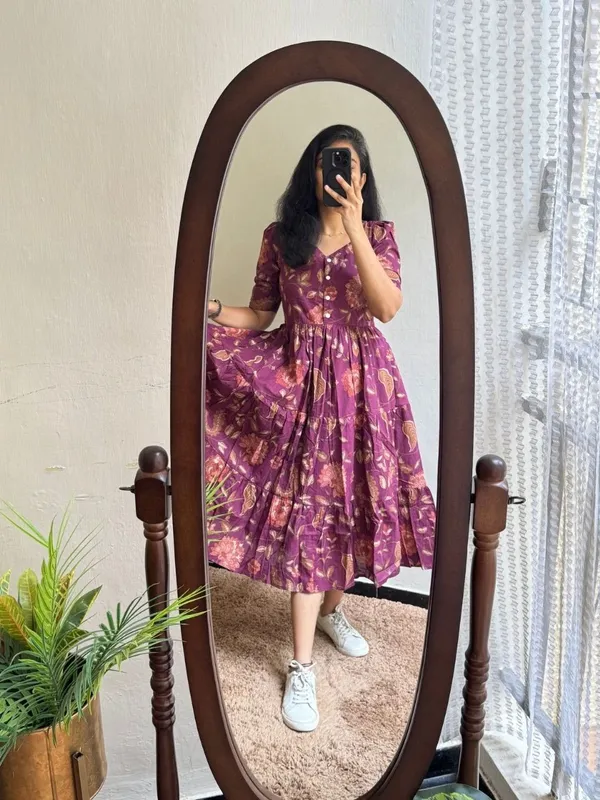 Hbkart_Women_Fit_And_Flare_Purple_Midi/Calf_Length_Dress