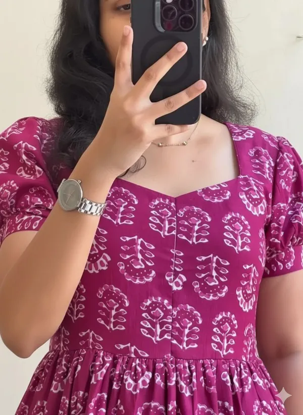 Hbkart_Women_Tiered_Purple_Midi/Calf_Length_Dress