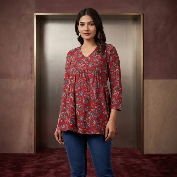 Hbkart_Casual_Printed_Women_Maroon_Top
