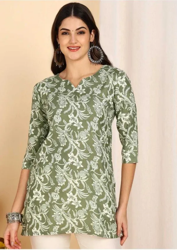 Hbkart_Women_Self_Design_Tunic_Kurta_(Green)