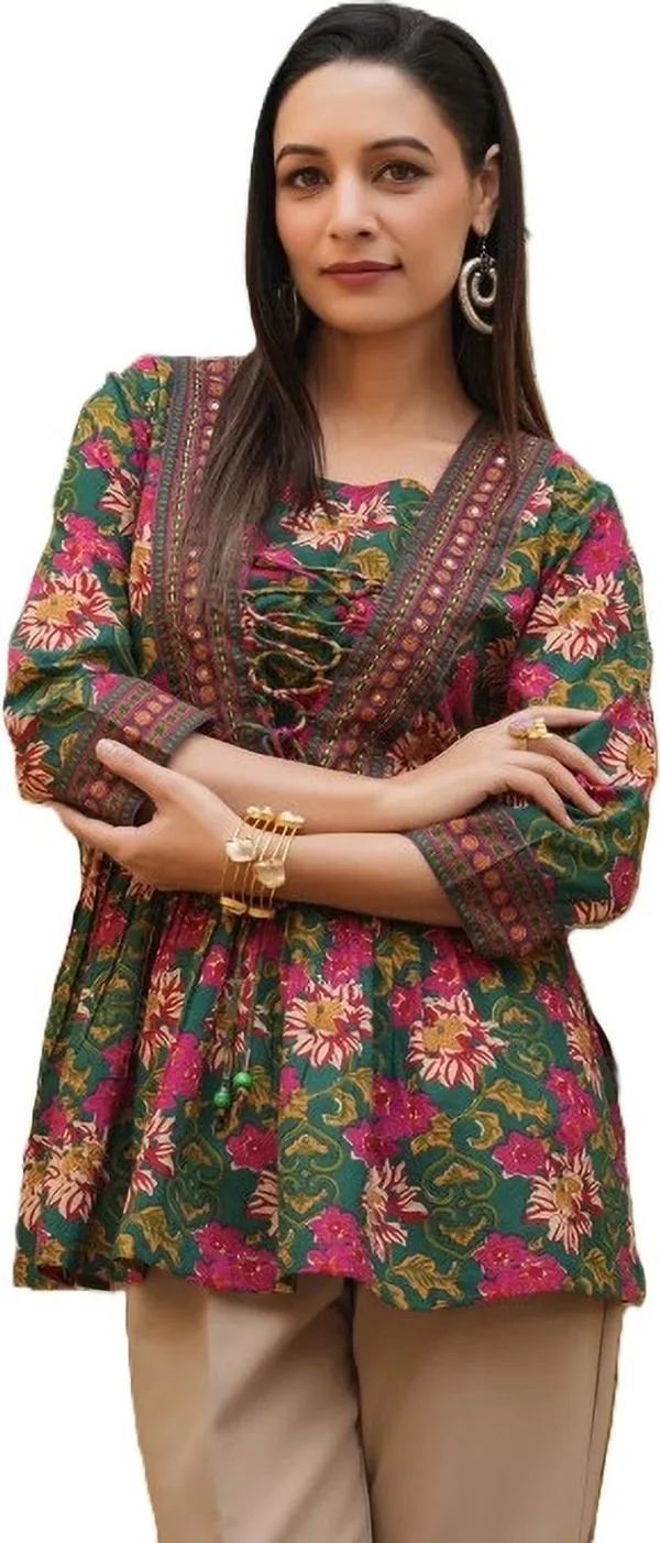 Hbkart_Women_Floral_Print_A-Line_Kurta_(Green)