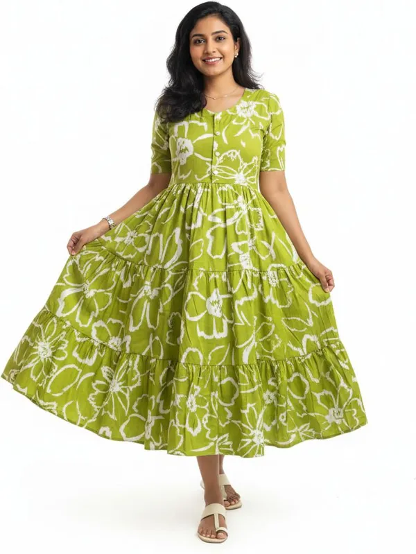 Hbkart_Women_Printed_Ethnic_Dress_(Green)