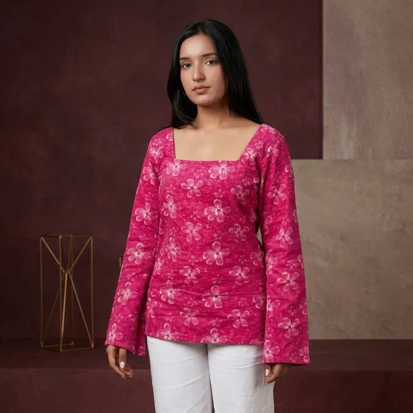 Hbkart_Casual_Floral_Print,_Printed_Women_Pink_Top