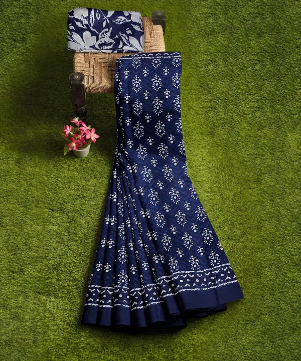 HBKART_Printed,_Color_Block,_Self_Design_Ikkat_Pure_Cotton_Saree_(Blue)