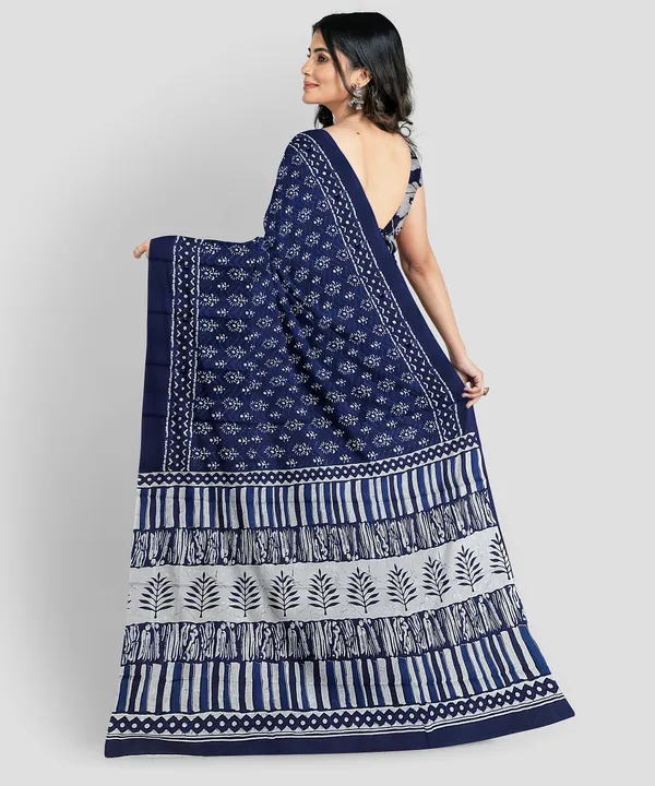 HBKART_Printed,_Color_Block,_Self_Design_Ikkat_Pure_Cotton_Saree_(Blue)
