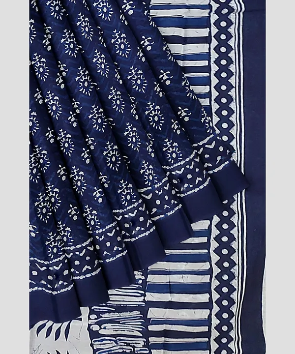 HBKART_Printed,_Color_Block,_Self_Design_Ikkat_Pure_Cotton_Saree_(Blue)