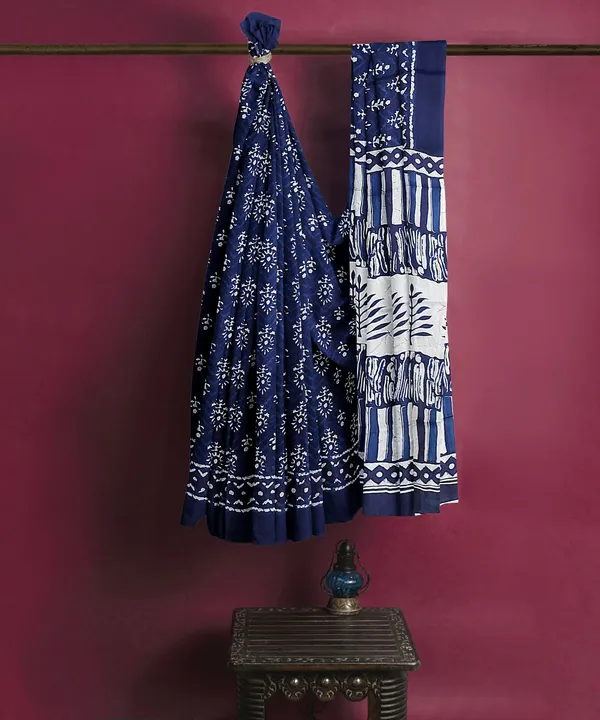 HBKART_Printed,_Color_Block,_Self_Design_Ikkat_Pure_Cotton_Saree_(Blue)