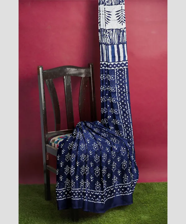HBKART_Printed,_Color_Block,_Self_Design_Ikkat_Pure_Cotton_Saree_(Blue)