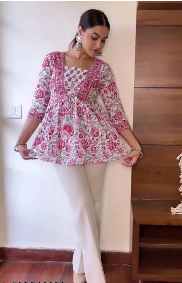 HBKART_Fashion_Casual_Printed_Women_Pink_Top