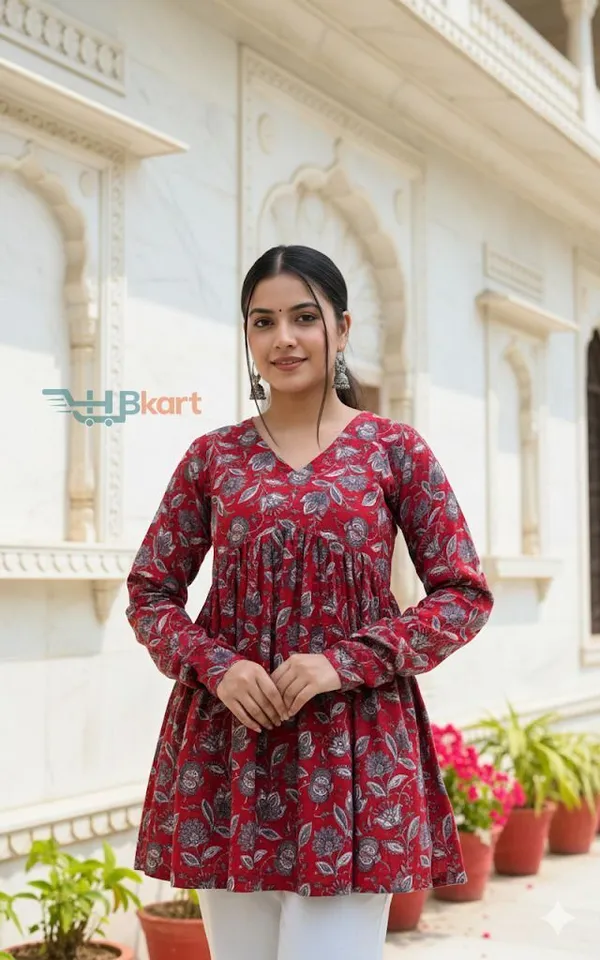 Hbkart_Casual_Printed_Women_Maroon_Top