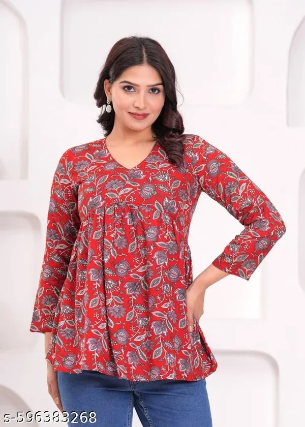 Hbkart_Casual_Printed_Women_Maroon_Top