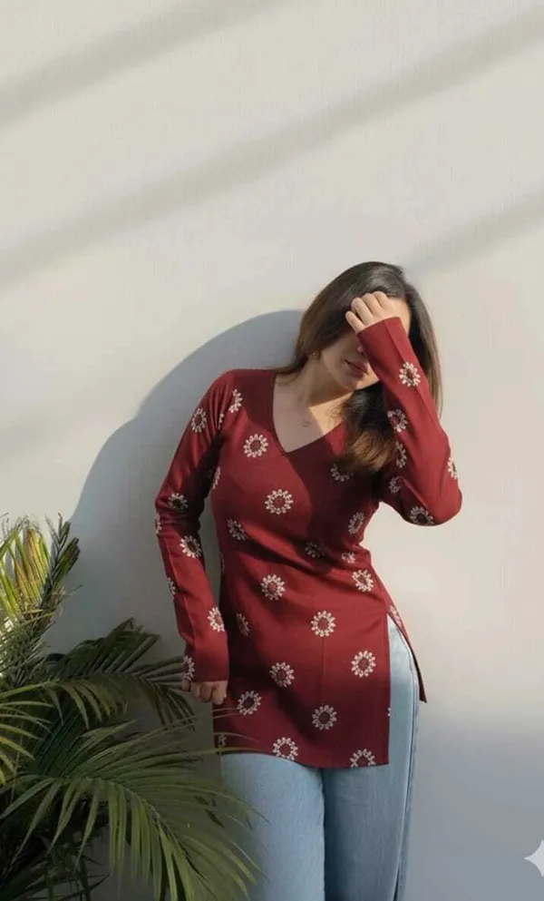 Hbkart_Casual_Printed,_Floral_Print_Women_Maroon_Top