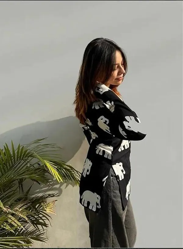 Hbkart_Casual_Printed,_Animal_Print_Women_Black_Top
