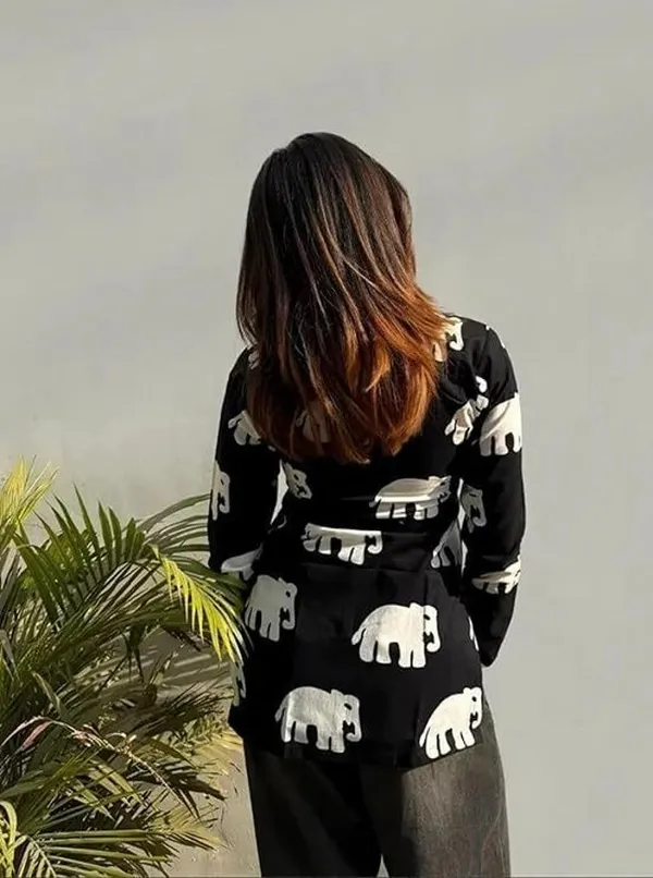 Hbkart_Casual_Printed,_Animal_Print_Women_Black_Top