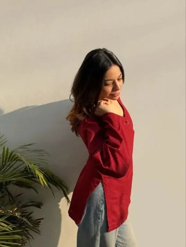 Hbkart_Casual_Solid_Women_Maroon_Top